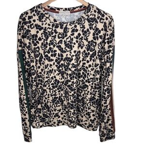 PJ Salvage Leopard Print Striped Pajama Top Women Size L